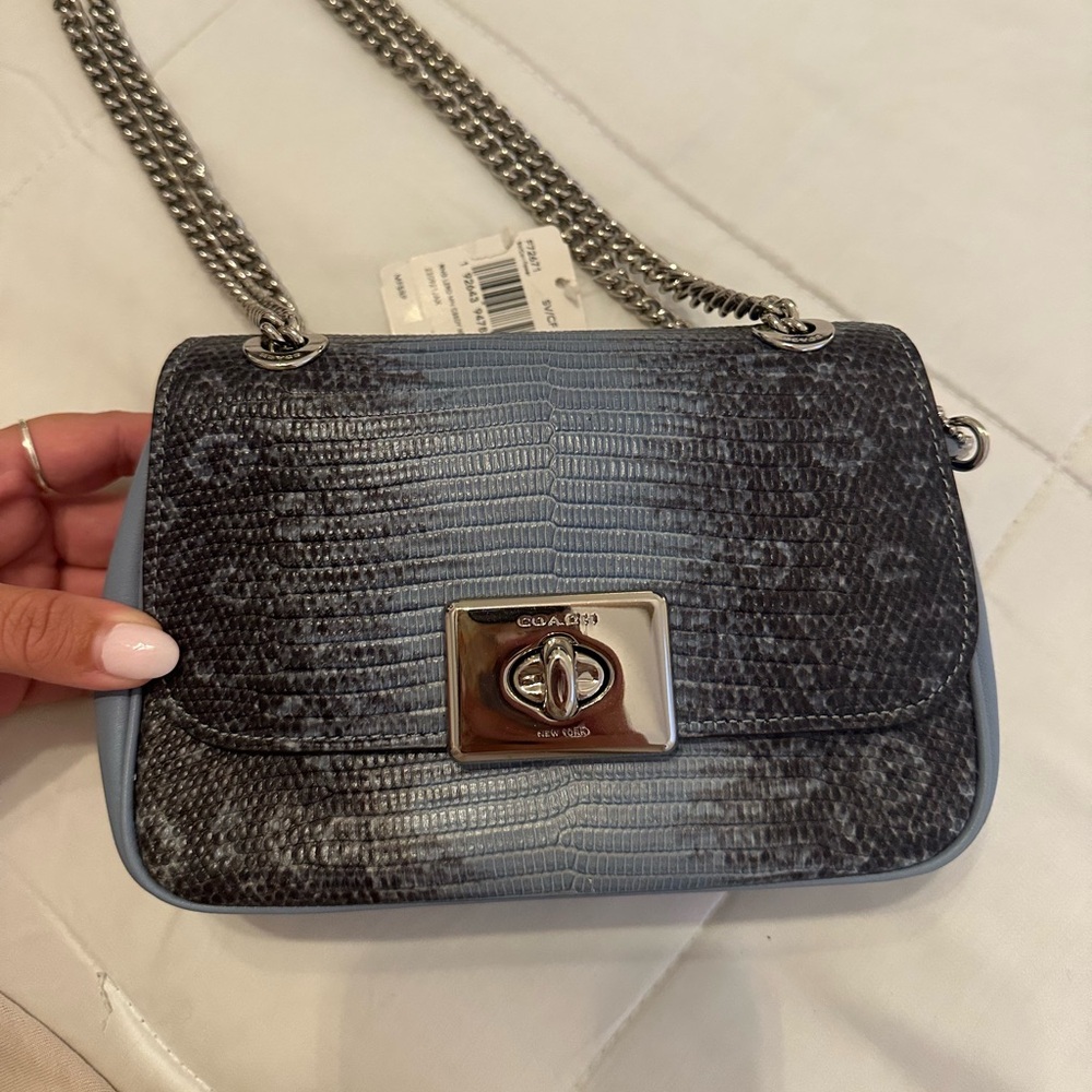 Coach Mini Cassidy Crossbody in Lizzard Embossed Blue Leather